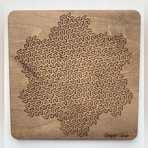Wooden fractal Gosper curve puzzle